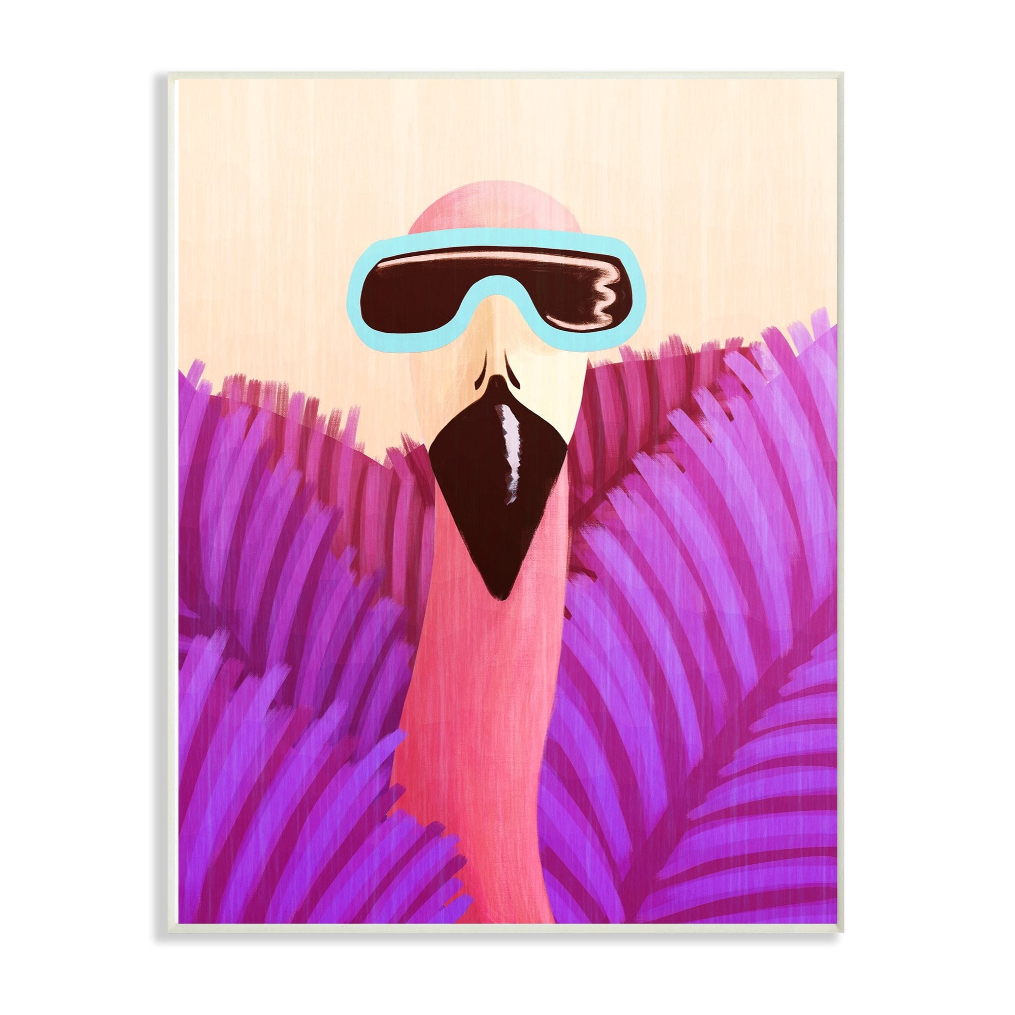 Stupell Flamingo in Sunglasses And Purple Leaves, Wall Plaque, 10 x 0.5 x 15, A 10 x 15