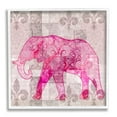 thumbnail image 1 of Stupell Fleur De Lis Pink Elephant Pattern Animals & Insects Painting White Framed Art Print Wall Art, 1 of 7