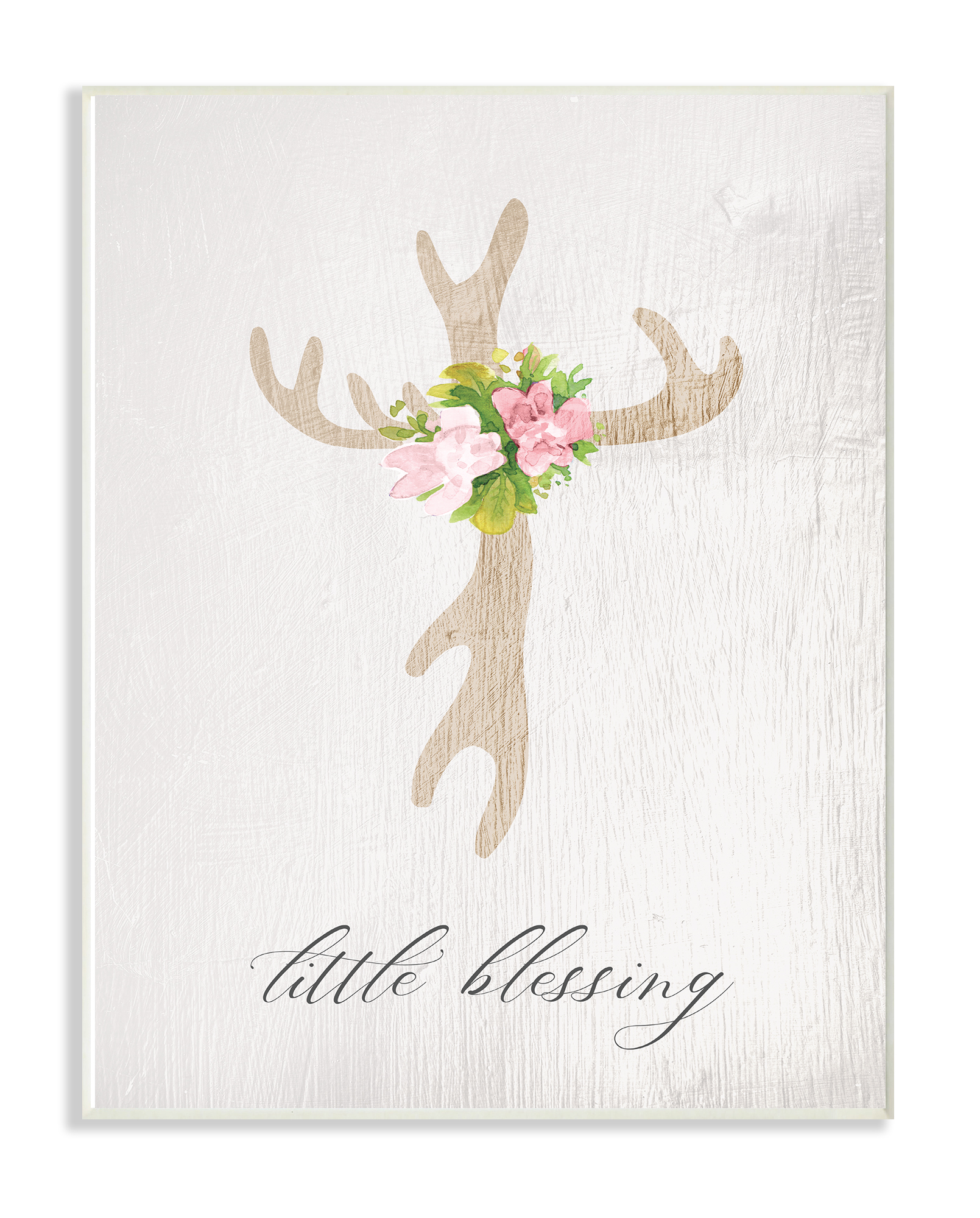 Stupell Floral Antler Cross Little Blessing Baby Wall Plaque Art, 13 x 19