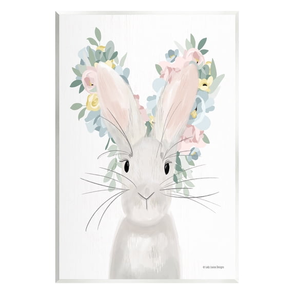 Stupell Floral Bunny Rabbit Blossoms Animals & Insects Painting Wall Plaque Unframed Art Print Wall Art