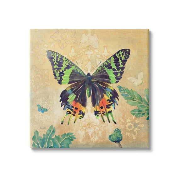 Stupell Floral Butterfly Vintage Pattern Animals & Insects Painting Gallery Wrapped Canvas Print Wall Art