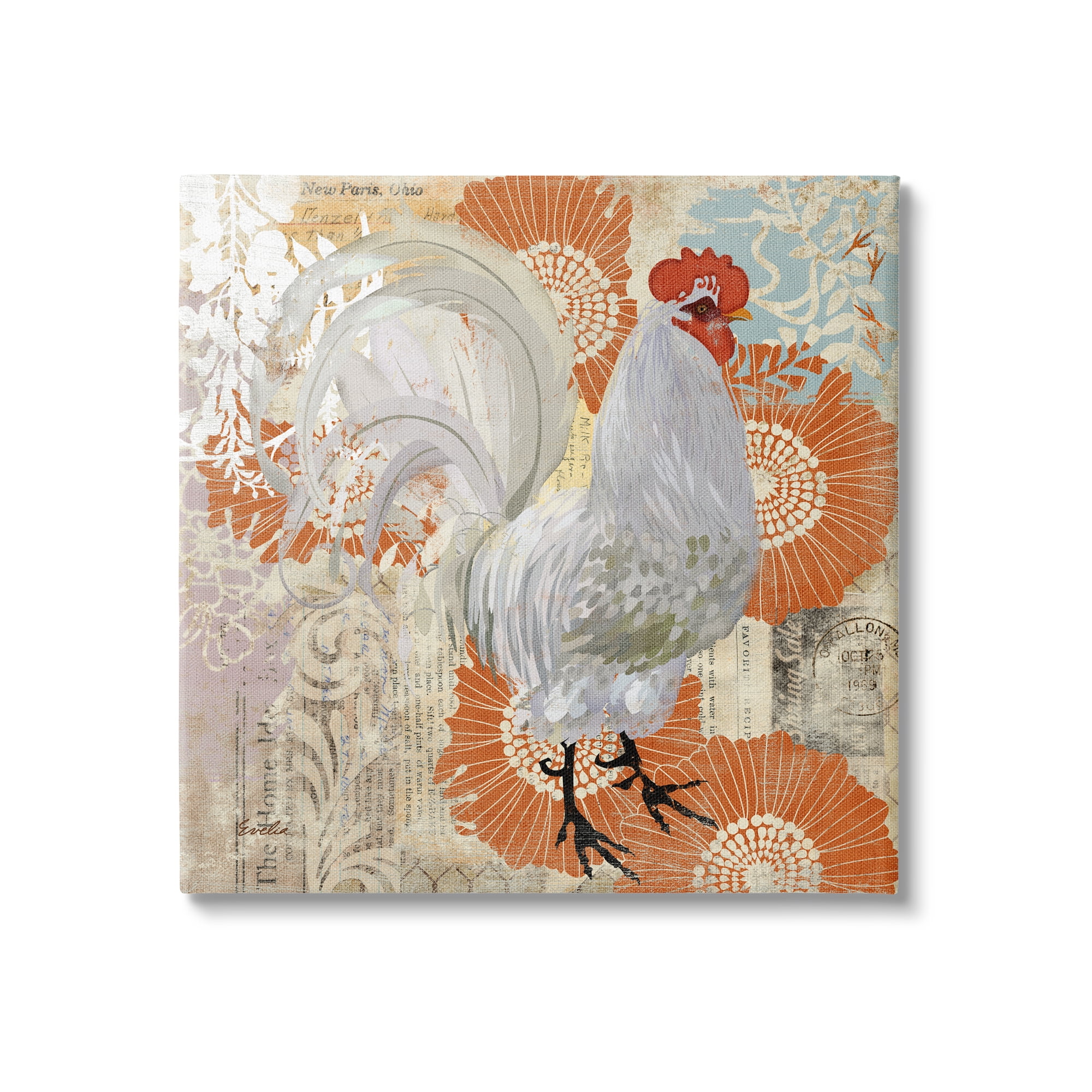 Stupell Floral Chicken Kitchen Collage Animals & Insects Painting Gallery Wrapped Canvas Print Wall Art