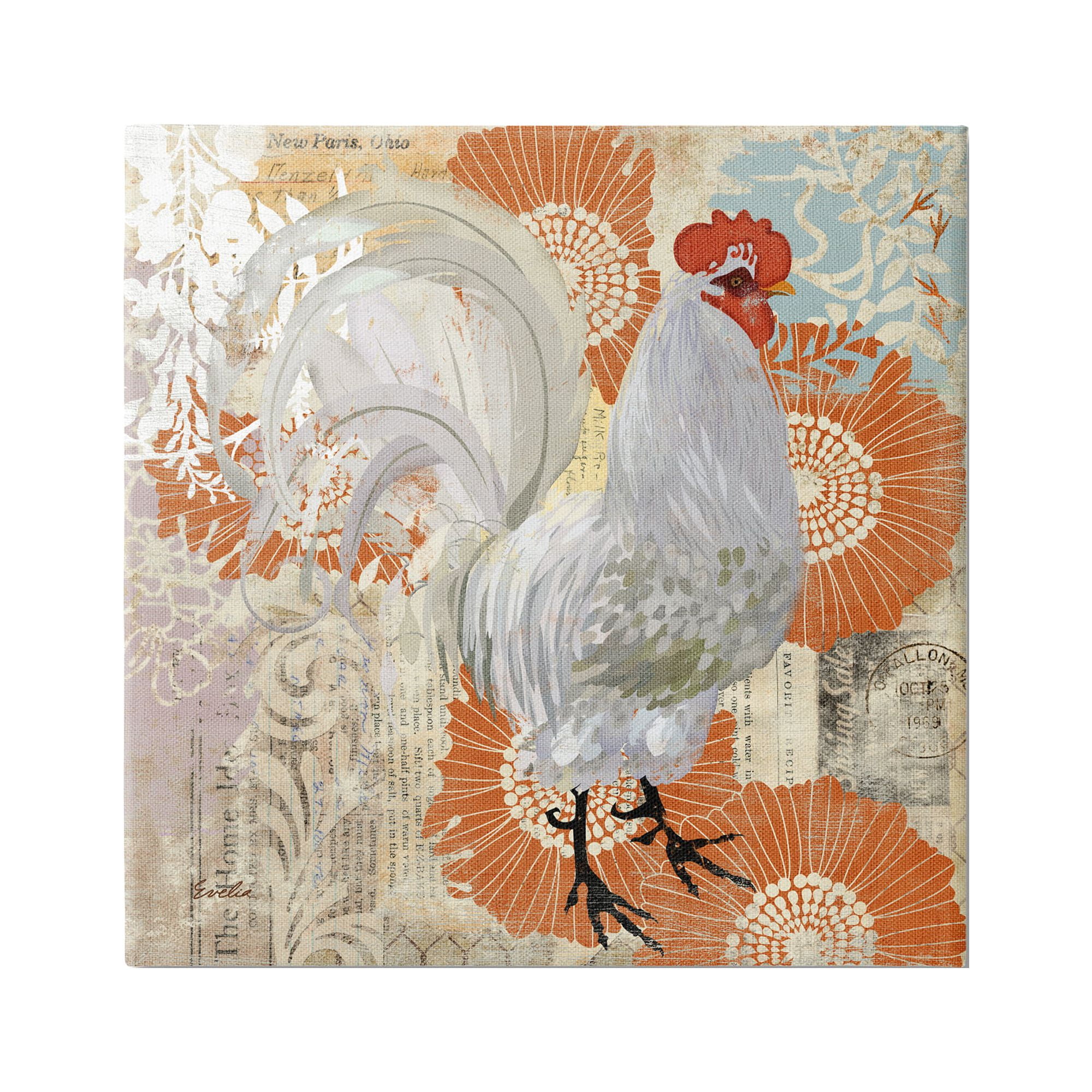 Stupell Floral Chicken Kitchen Collage Animals & Insects Painting Gallery Wrapped Canvas Print Wall Art