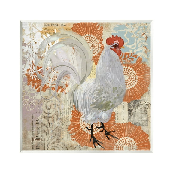Stupell Floral Chicken Kitchen Collage Animals & Insects Painting Wall Plaque Unframed Art Print Wall Art