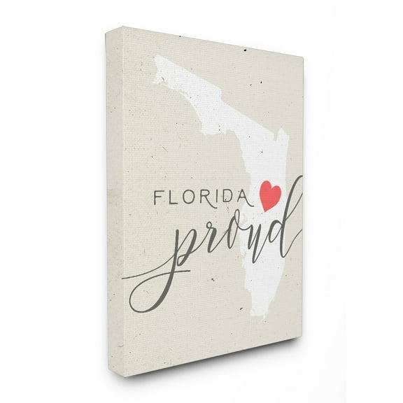 Stupell Florida Proud with Heart Stretched Canvas Wall Art 24 x 30
