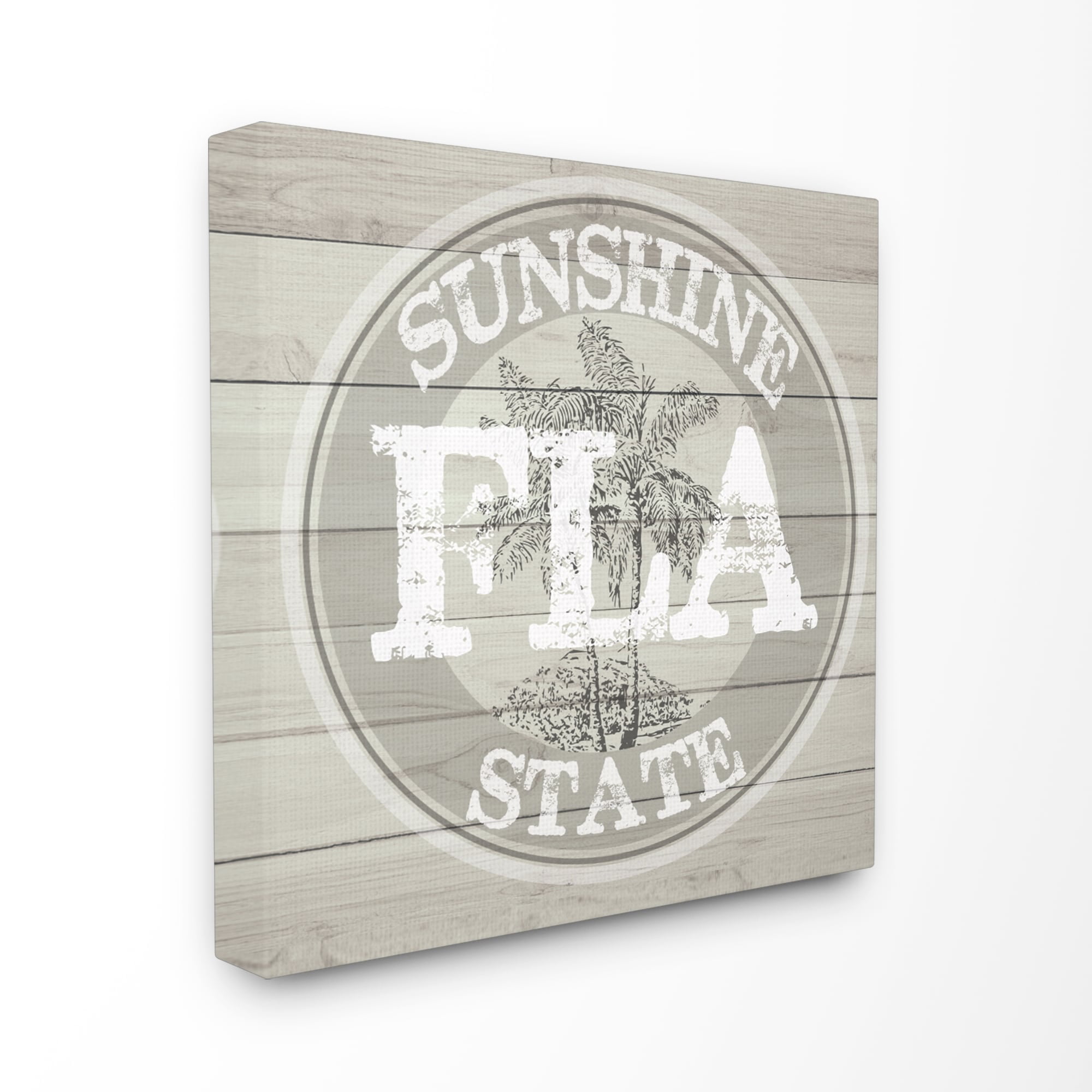 Florida Sunshine State Gray and White Canvas Wall Art, 17 x 17