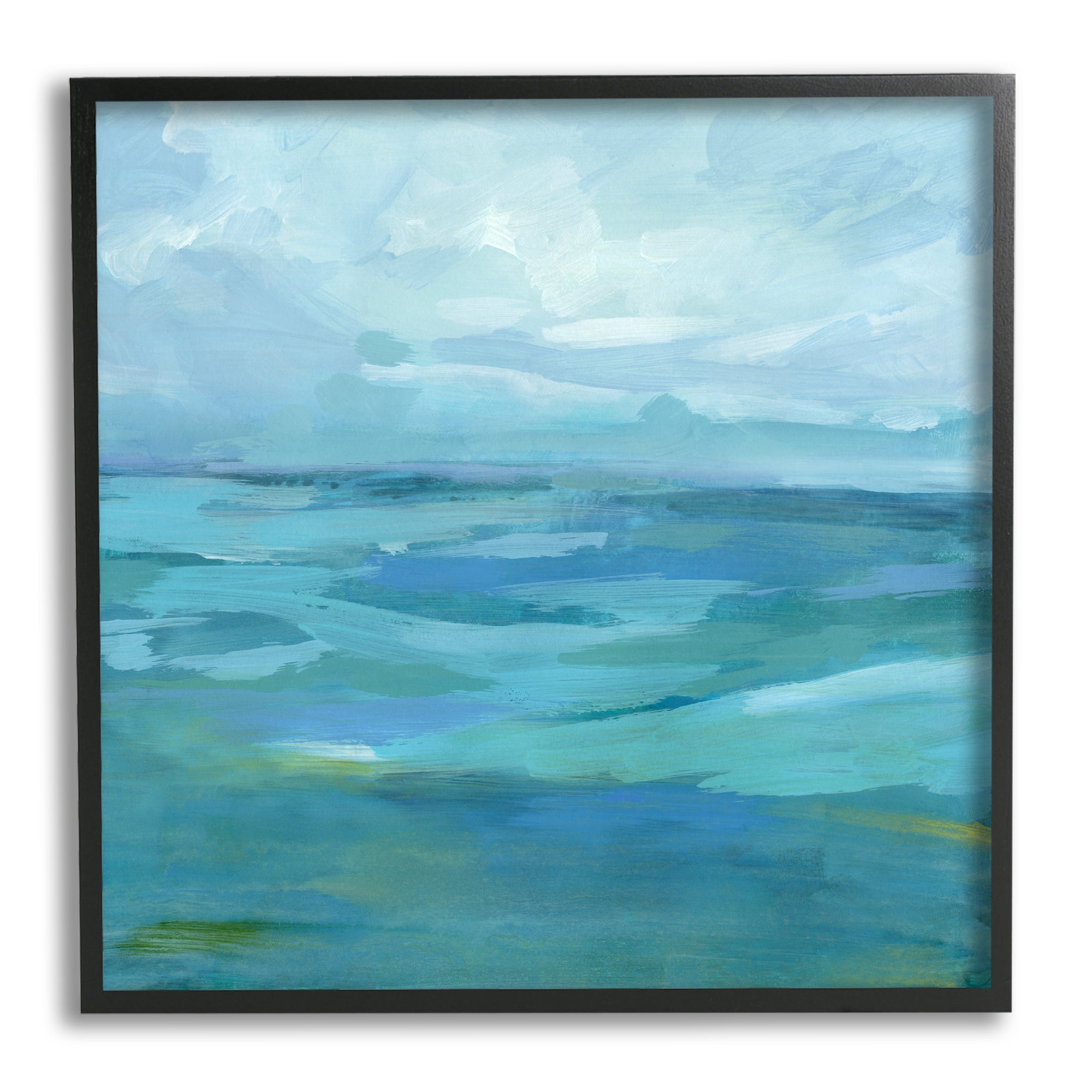 Stupell Flowing Ocean Tide Abstract Landscape Painting Black Framed Art Print Wall Art