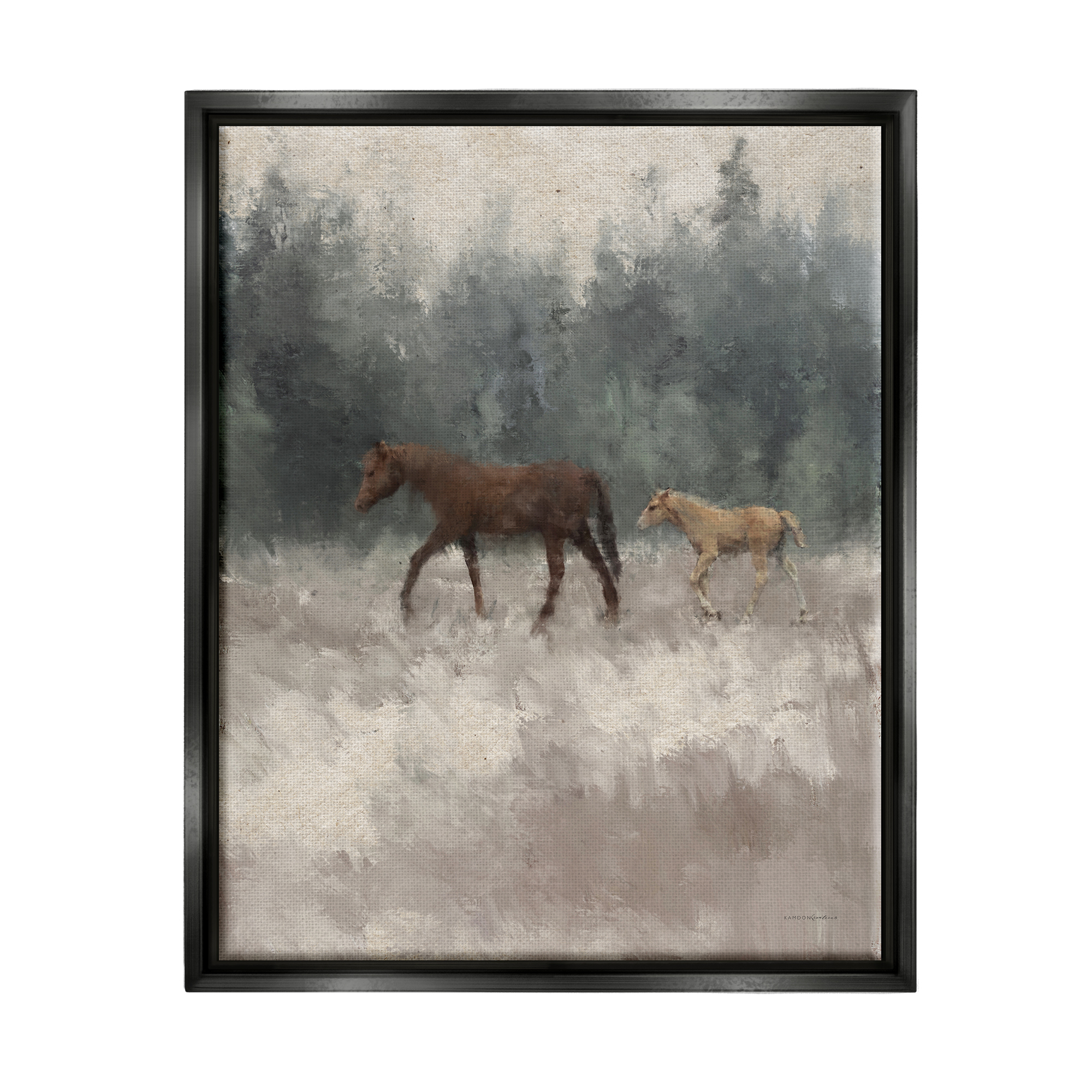 Stupell Foal Horses Countryside Gallop Animals & Insects Painting Black Floater Framed Art Print Wall Art