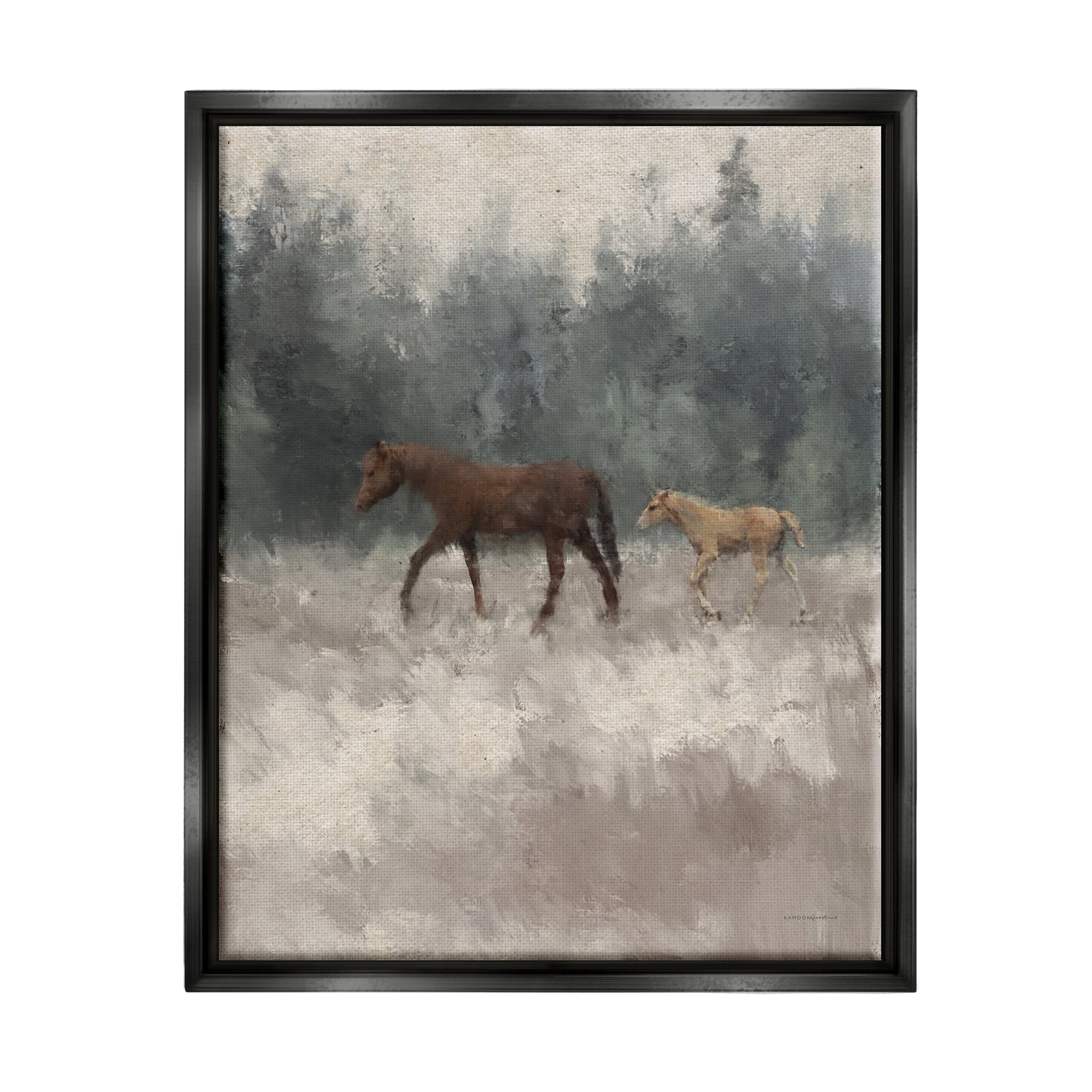 Stupell Foal Horses Countryside Gallop Animals & Insects Painting Black Floater Framed Art Print Wall Art