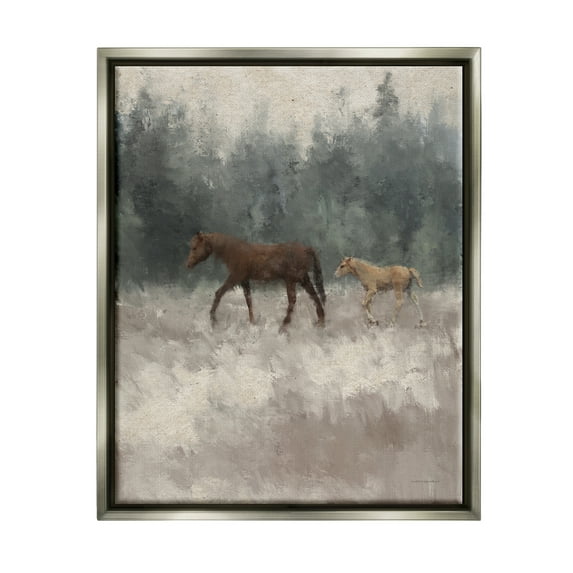 Stupell Foal Horses Countryside Gallop Animals & Insects Painting Gray Floater Framed Art Print Wall Art
