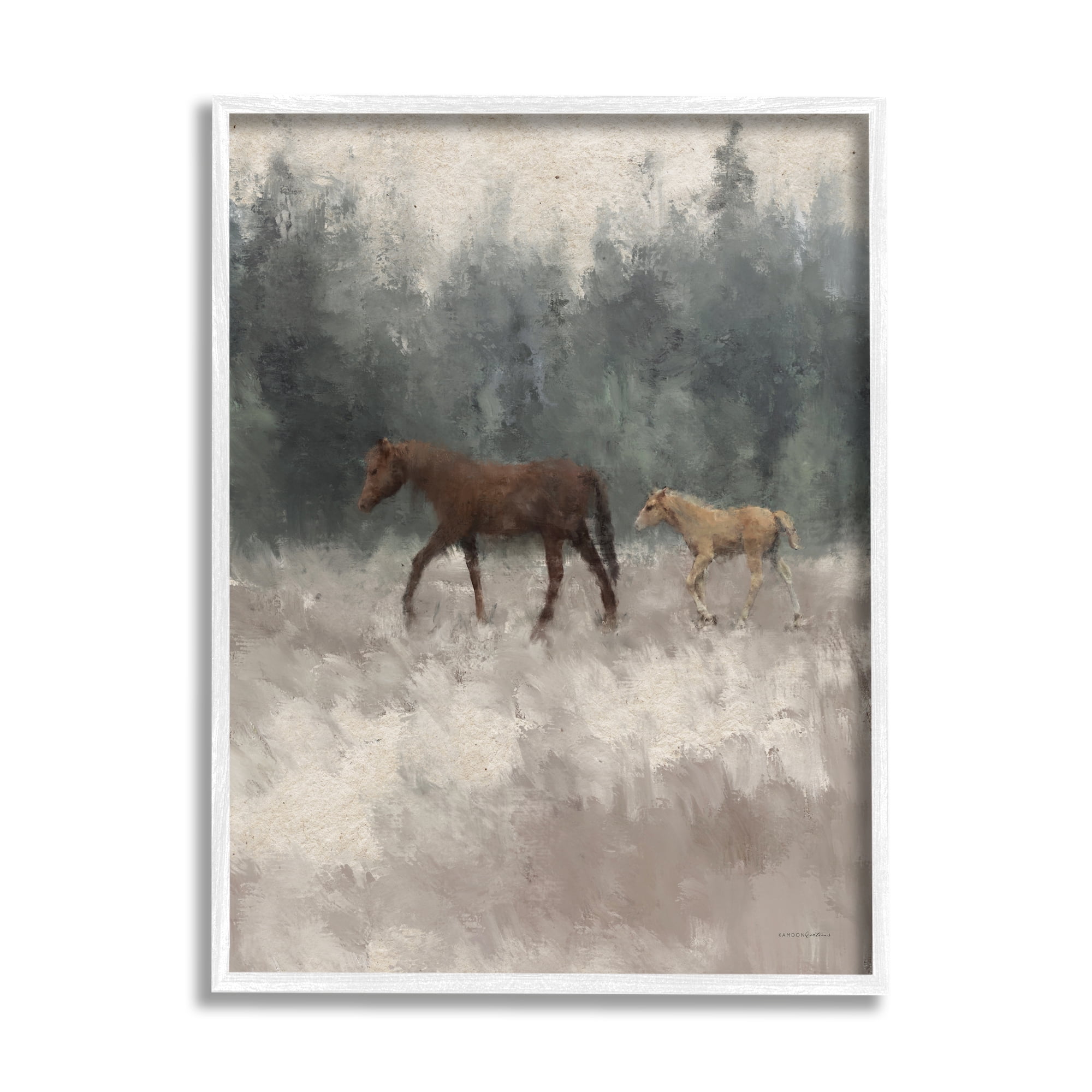 Stupell Foal Horses Countryside Gallop Animals & Insects Painting White Framed Art Print Wall Art