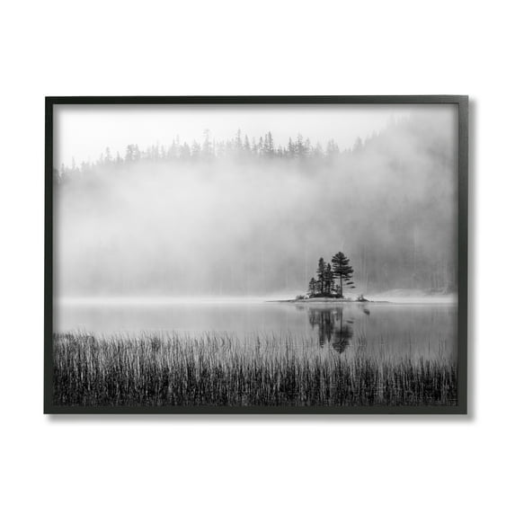 Stupell Foggy Lake Landscape Trees Landscape Photography Black Framed Art Print Wall Art