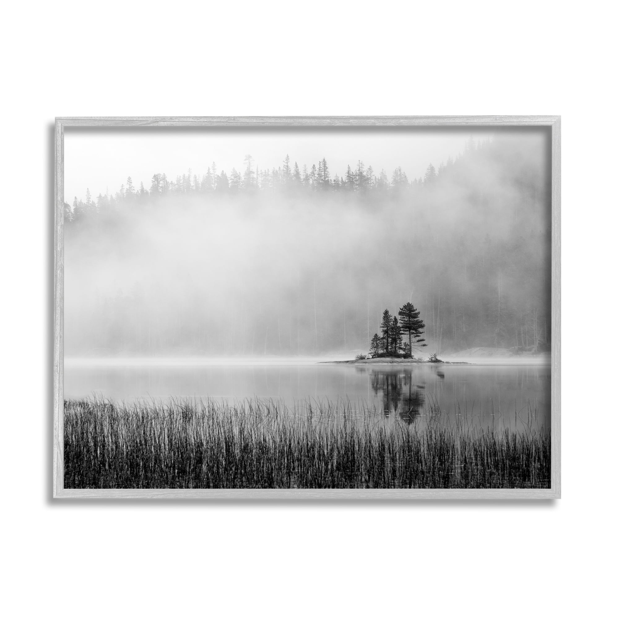 Stupell Foggy Lake Landscape Trees Landscape Photography Gray Framed Art Print Wall Art