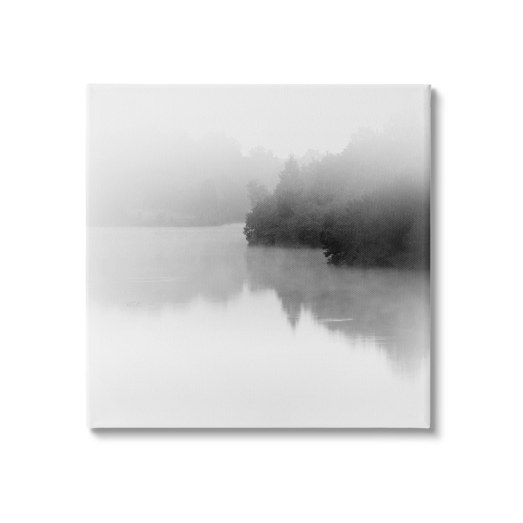 Stupell Foggy Lake Mysterious Reflection Landscape Photography Gallery Wrapped Canvas Print Wall Art