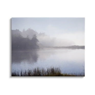 Stupell Foggy Lake Woodland Reflection Landscape Photography Gallery Wrapped Canvas Print Wall Art