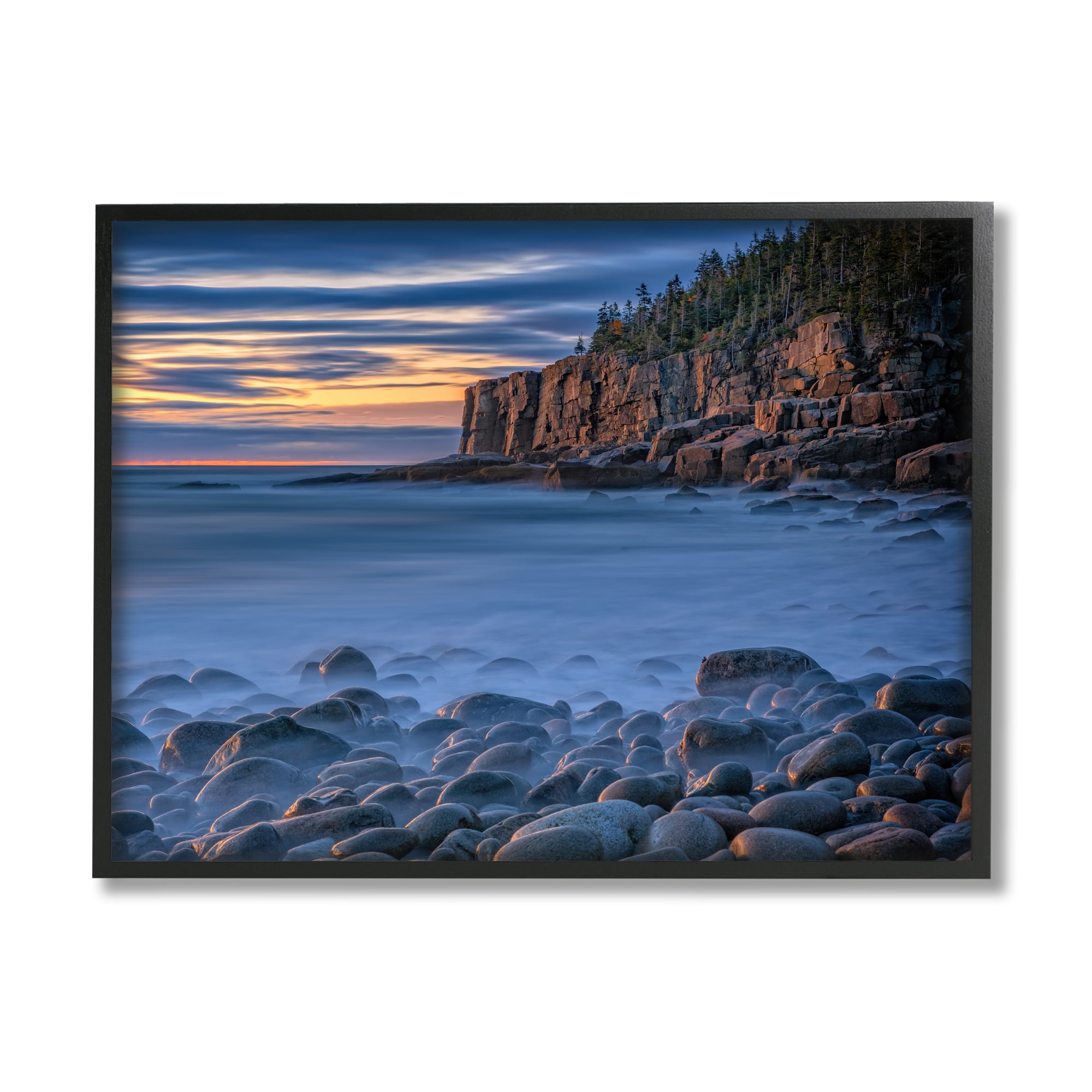 Stupell Foggy Seaside Rocks at Sunset Landscape Photography Black ...