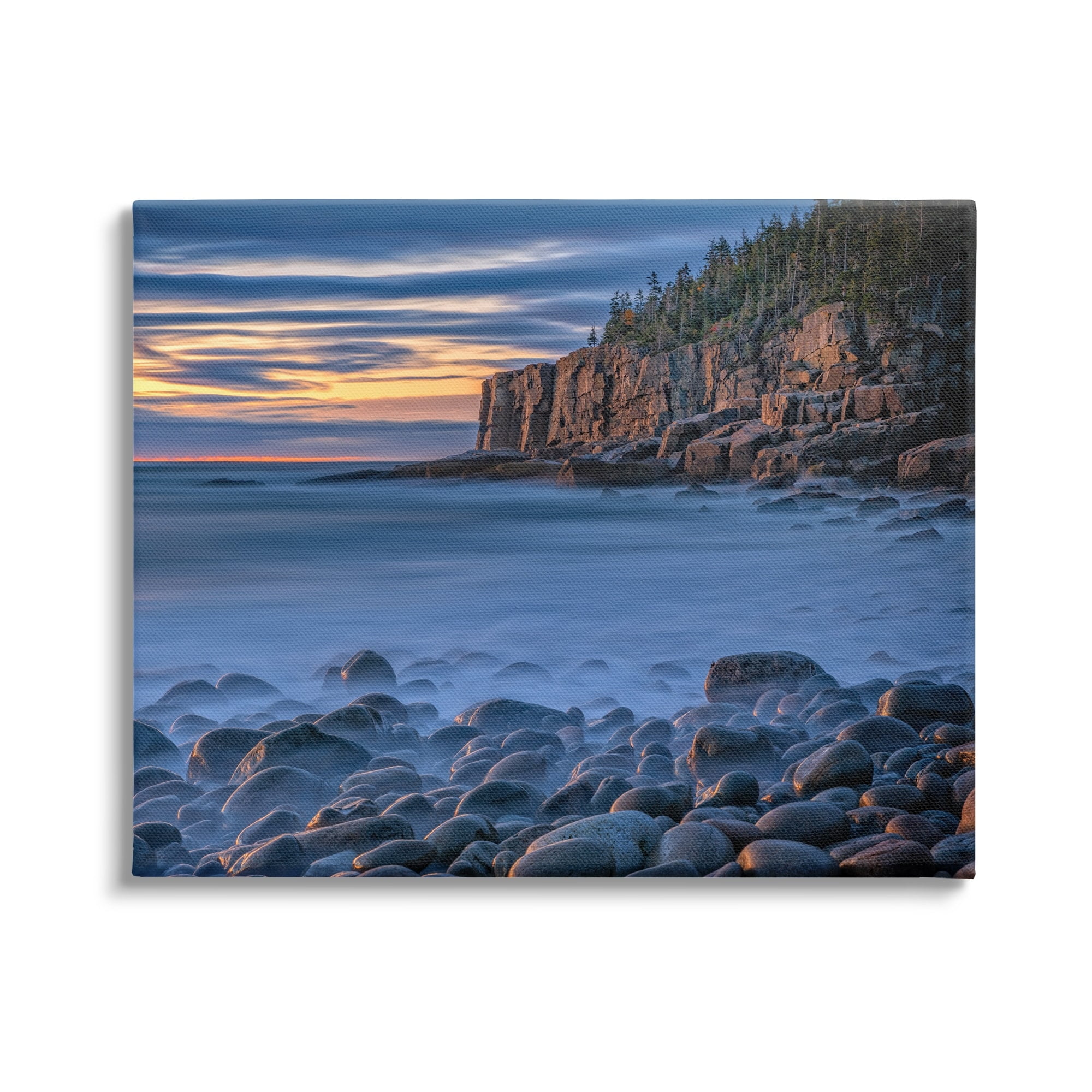 Stupell Foggy Seaside Rocks at Sunset Landscape Photography Gallery Wrapped Canvas Print Wall Art