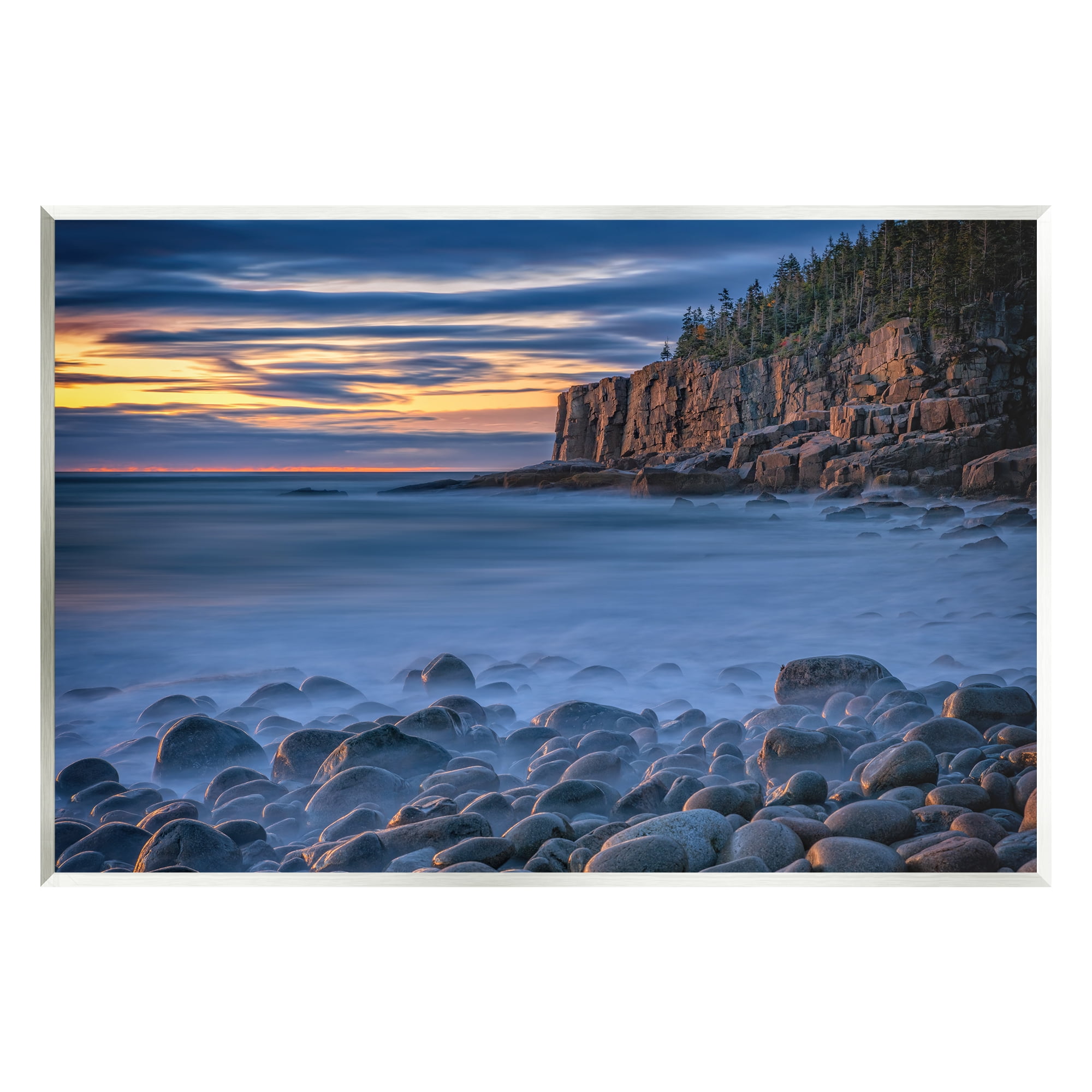 Stupell Foggy Seaside Rocks at Sunset Landscape Photography Wall Plaque Unframed Art Print Wall Art