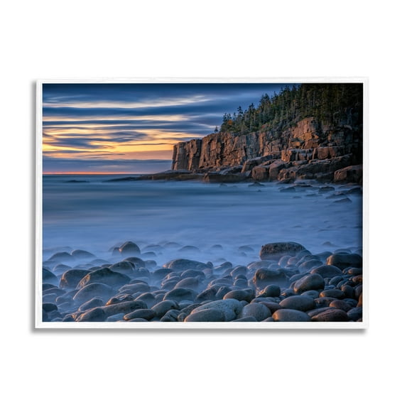 Stupell Foggy Seaside Rocks at Sunset Landscape Photography White Framed Art Print Wall Art