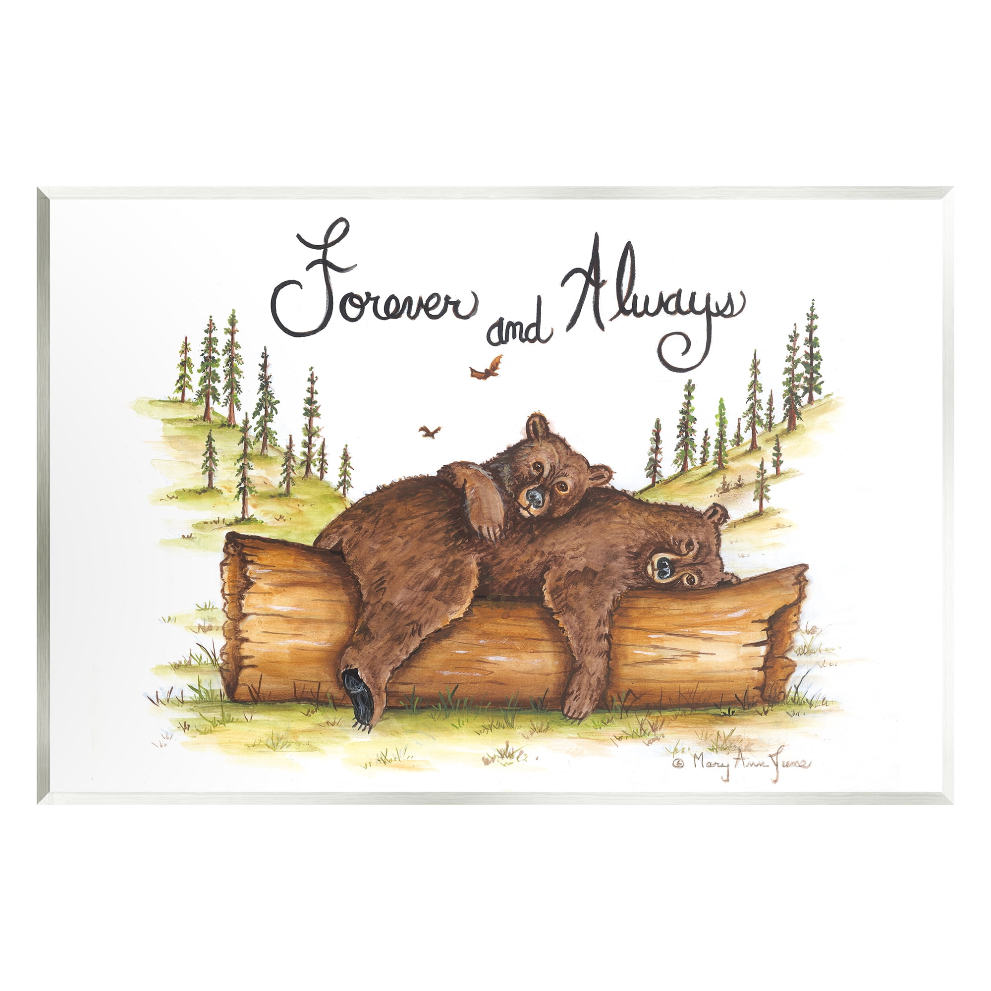 Stupell Forever & Always Cuddling Bears Wildlife Animals & Insects Painting Wall Plaque Unframed Art Print Wall Art