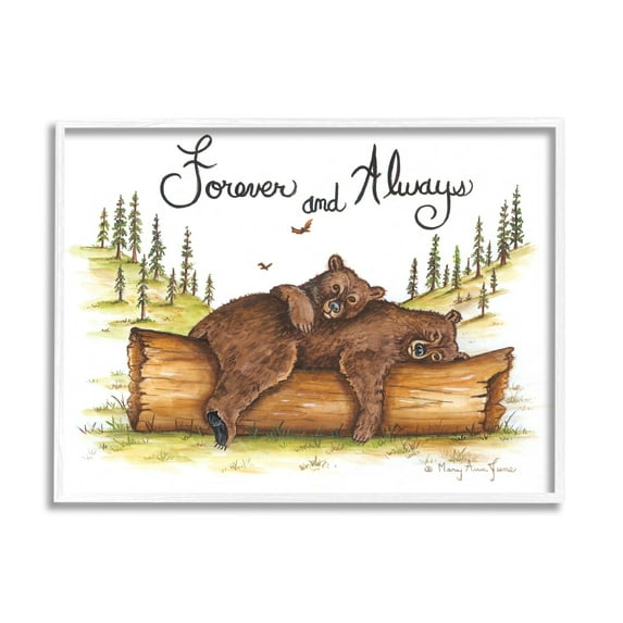 Stupell Forever & Always Cuddling Bears Wildlife Animals & Insects Painting White Framed Art Print Wall Art