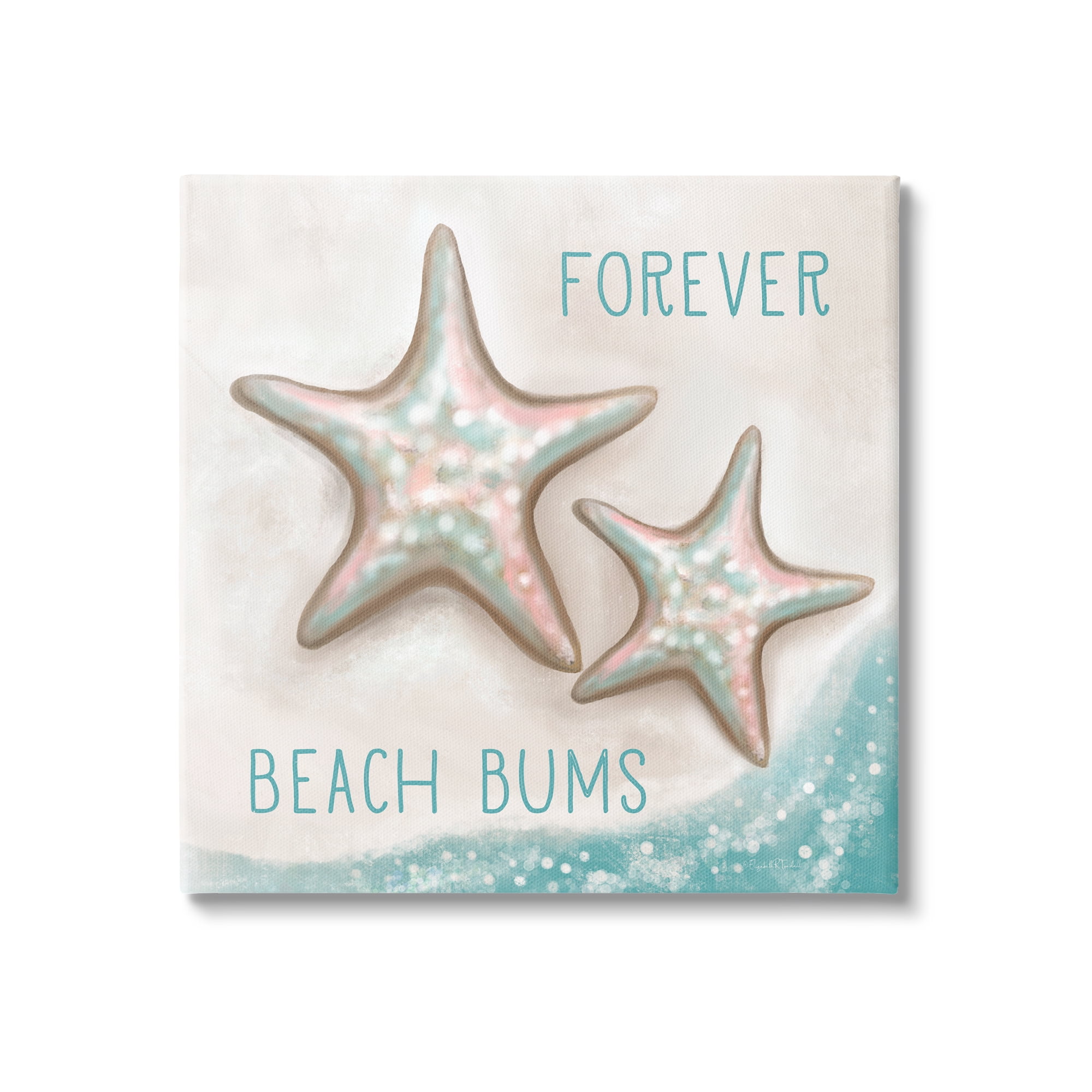 Stupell Forever Beach Bums Starfish Duo Landscape Painting Gallery Wrapped Canvas Print Wall Art