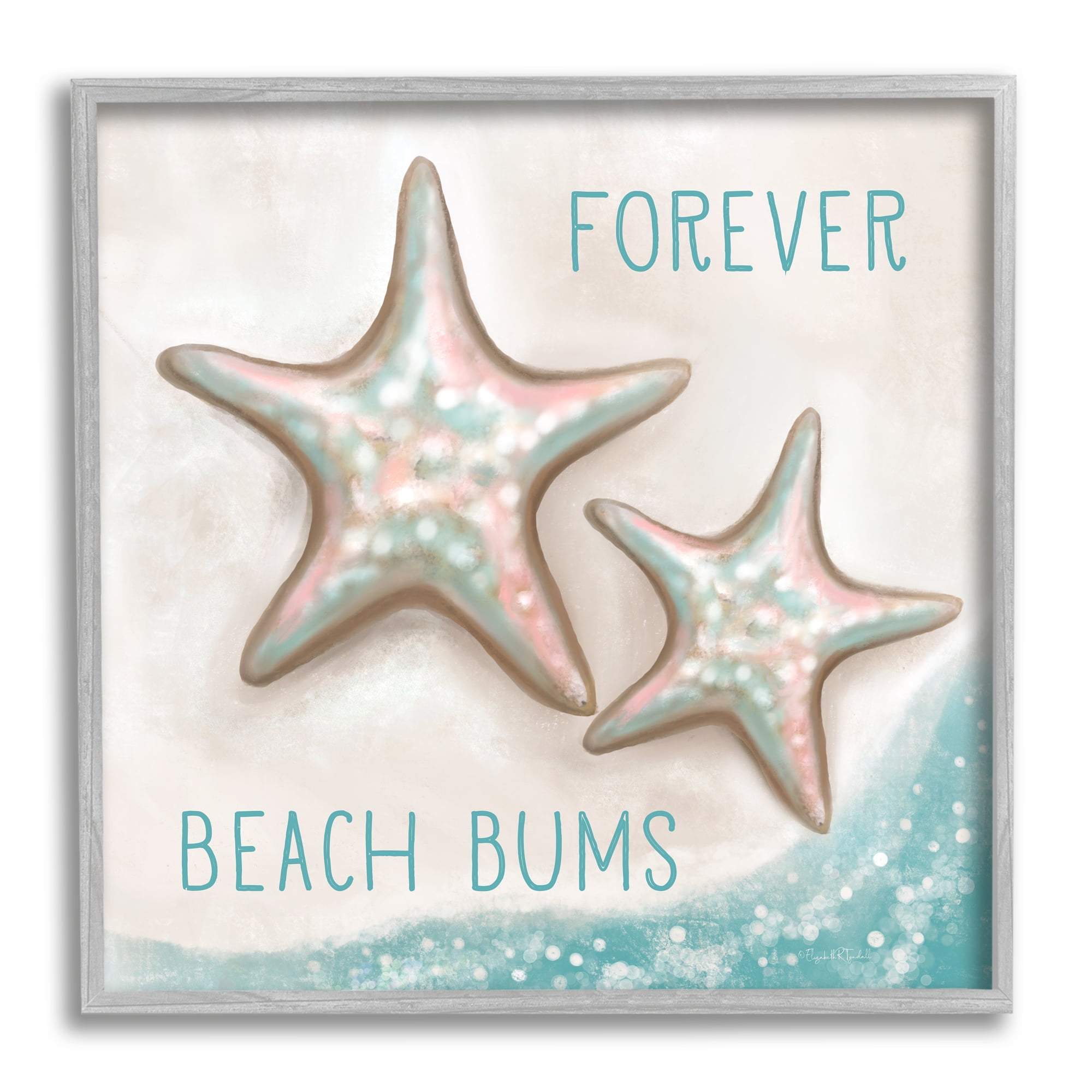 Stupell Forever Beach Bums Starfish Duo Landscape Painting Gray Framed Art Print Wall Art