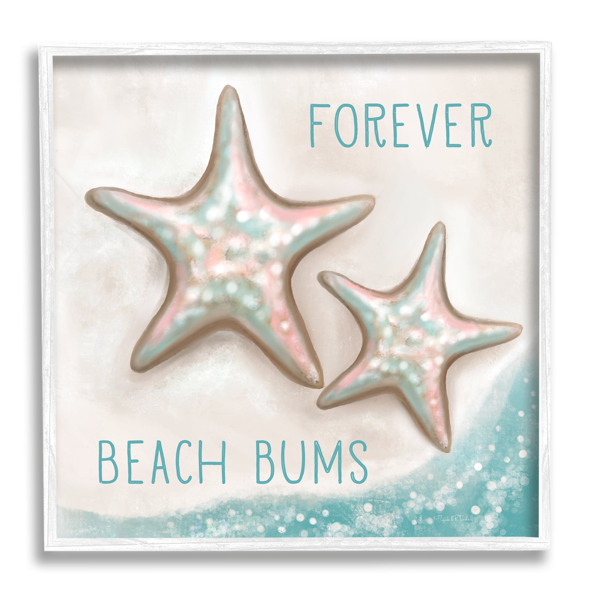 Stupell Forever Beach Bums Starfish Duo Landscape Painting White Framed Art Print Wall Art