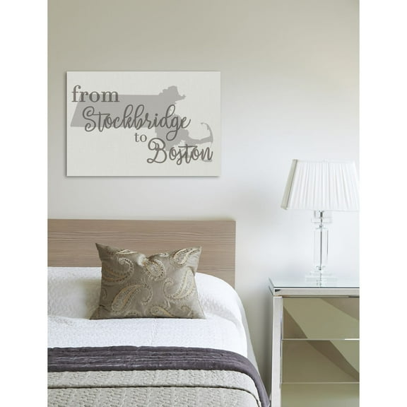 Stupell  From Stockbridge To Boston Typography Map Stretched Canvas Wall Art 16 x 20