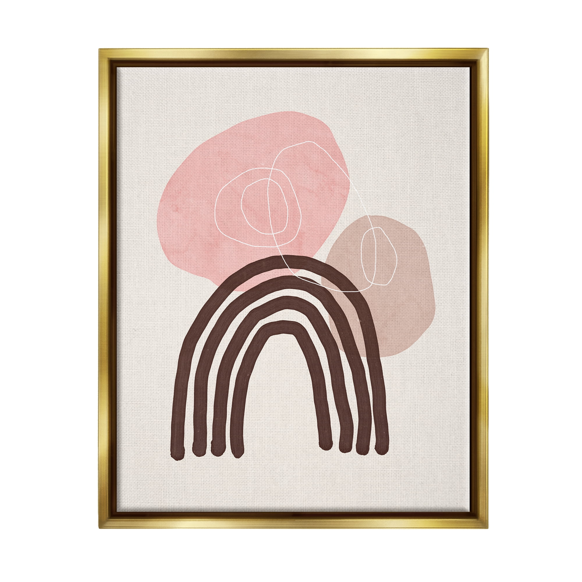 Stupell Fun Boho Rainbow Shapes Abstract Painting Gold Floater Framed Art Print Wall Art