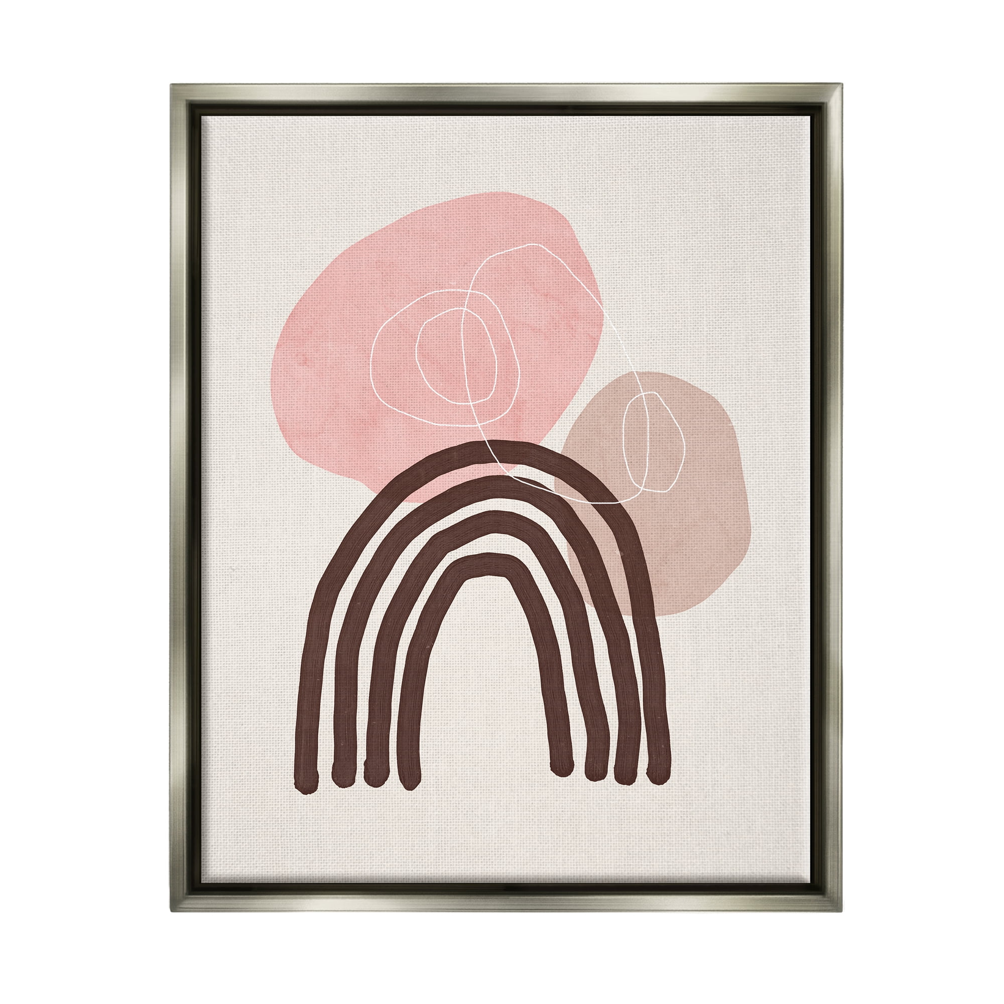 Stupell Fun Boho Rainbow Shapes Abstract Painting Gray Floater Framed Art Print Wall Art
