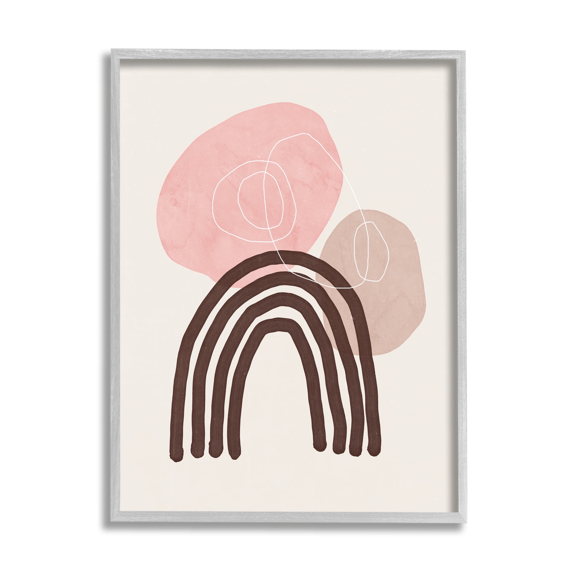 Stupell Fun Boho Rainbow Shapes Abstract Painting Gray Framed Art Print Wall Art