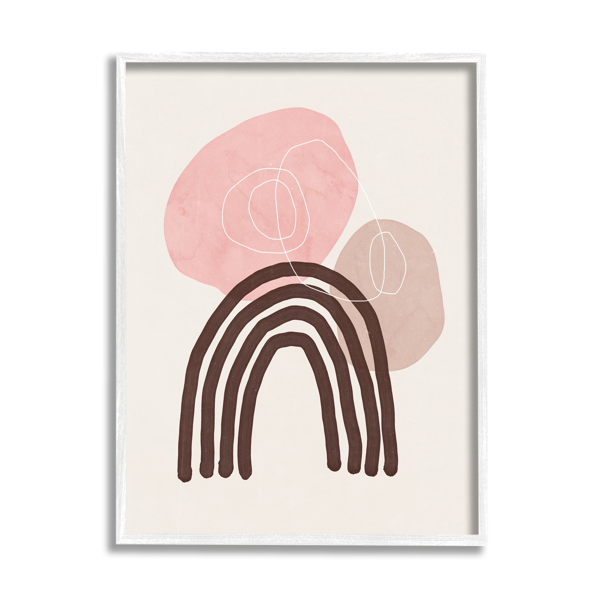 Stupell Fun Boho Rainbow Shapes Abstract Painting White Framed Art Print Wall Art