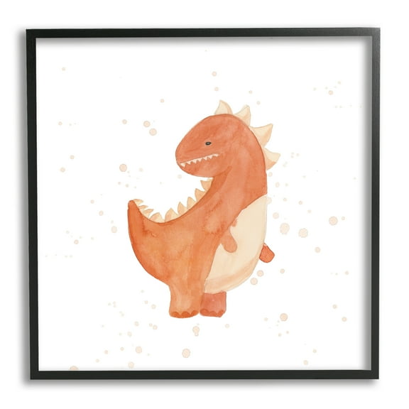 Stupell Fun Bold Orange Dinosaur Animals & Insects Painting Black Framed Art Print Wall Art