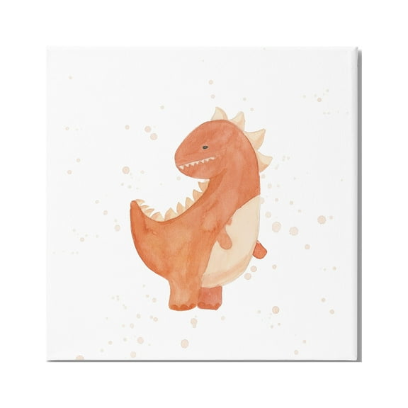Stupell Fun Bold Orange Dinosaur Animals & Insects Painting Gallery Wrapped Canvas Print Wall Art