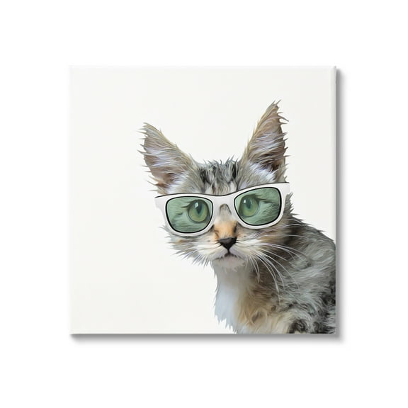Stupell Fun Cat Sunglasses Portrait Animals & Insects Painting Gallery Wrapped Canvas Print Wall Art