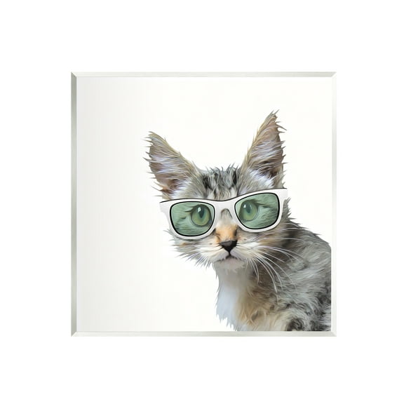Stupell Fun Cat Sunglasses Portrait Animals & Insects Painting Wall Plaque Unframed Art Print Wall Art