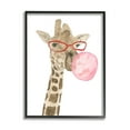 thumbnail image 1 of Stupell Fun Giraffe Bubblegum Animal Animals & Insects Painting Black Framed Art Print Wall Art, 1 of 8