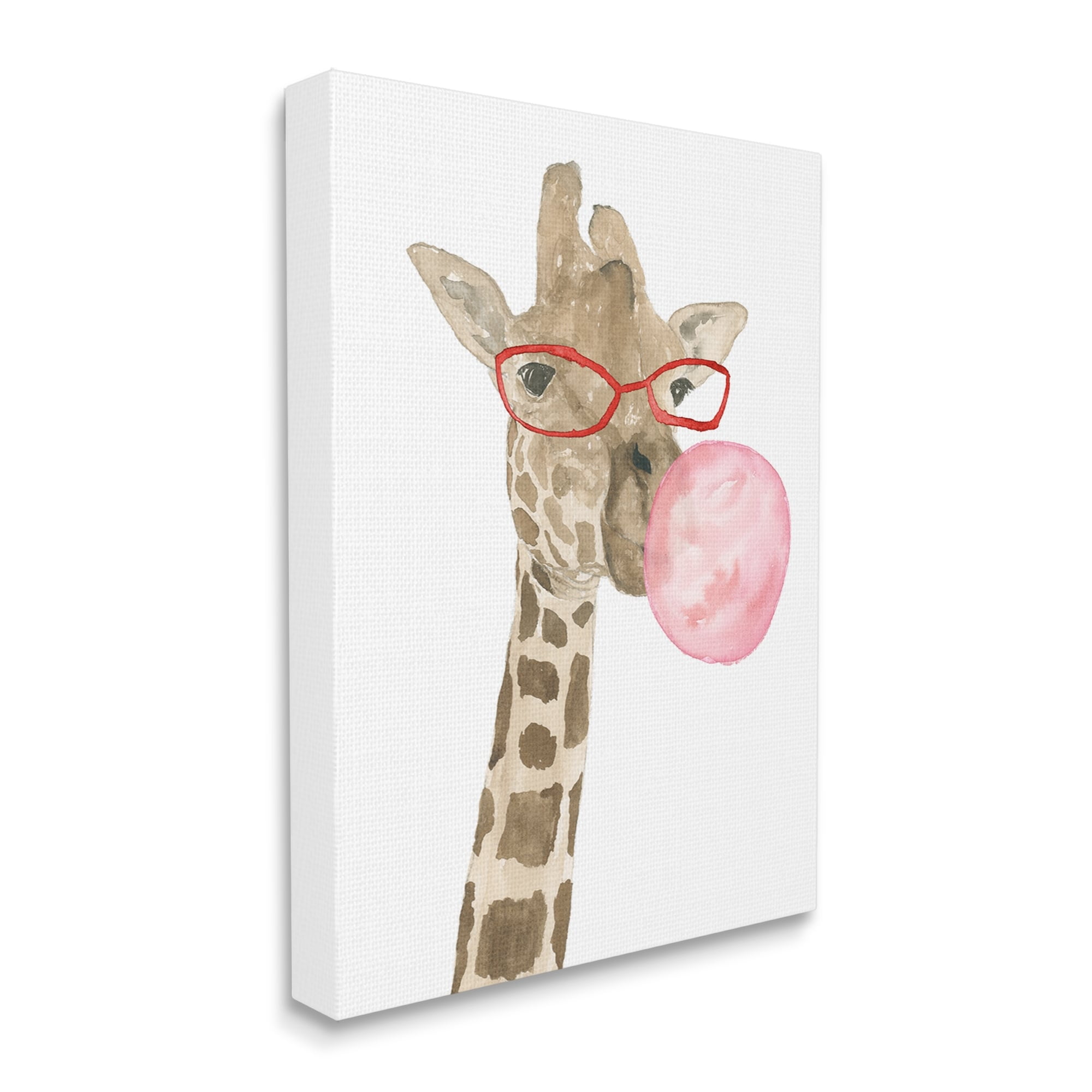 Stupell Fun Giraffe Bubblegum Animal Animals & Insects Painting Gallery Wrapped Canvas Print Wall Art