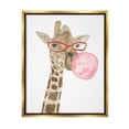 thumbnail image 1 of Stupell Fun Giraffe Bubblegum Animal Animals & Insects Painting Gold Floater Framed Art Print Wall Art, 1 of 6