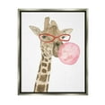 thumbnail image 1 of Stupell Fun Giraffe Bubblegum Animal Animals & Insects Painting Gray Floater Framed Art Print Wall Art, 1 of 6