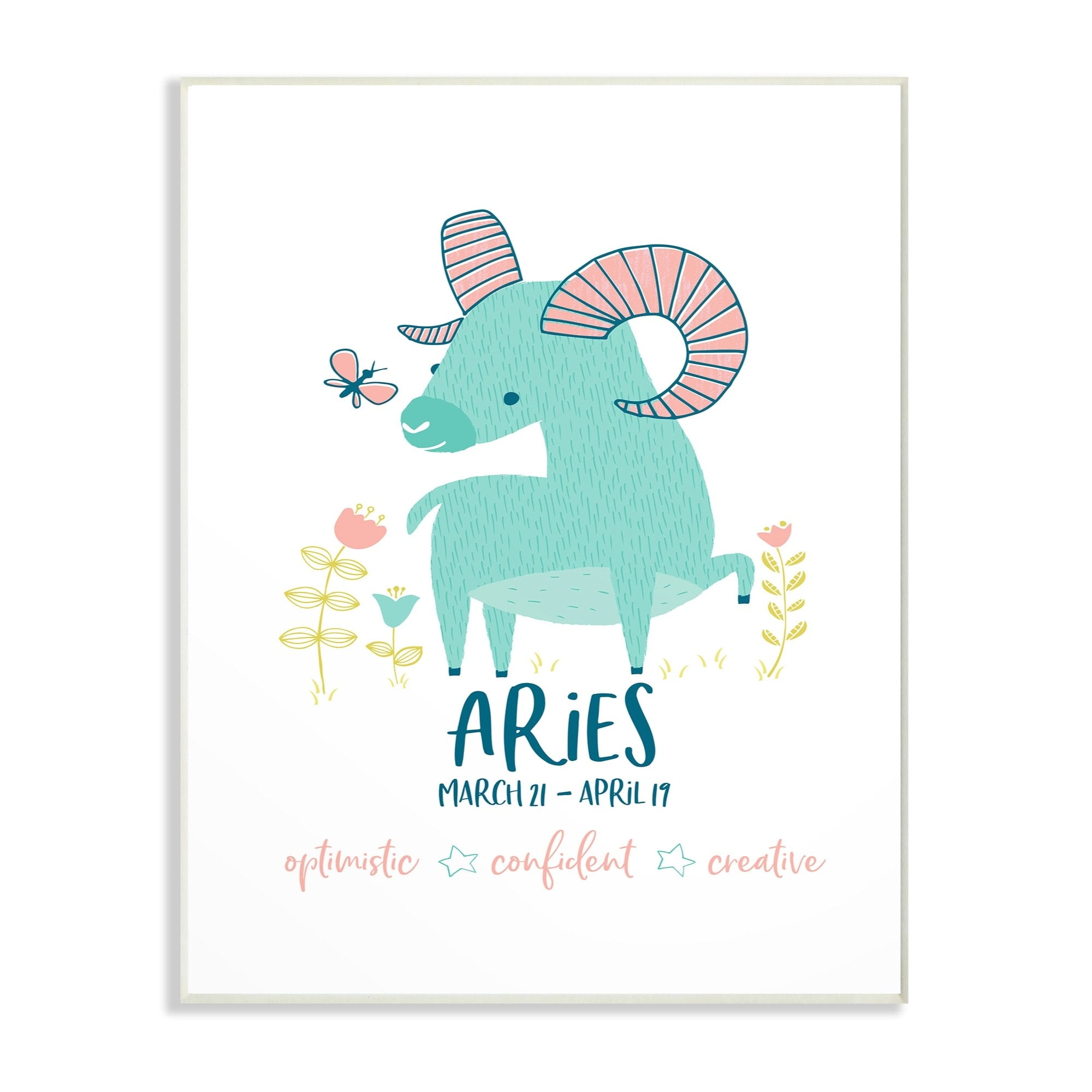 Stupell Fun Modern Zodiac Aries Ram, Wall Plaque, 10 x 0.5 x 15, A 10 x 15