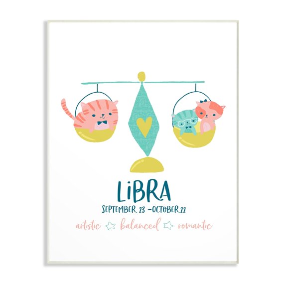 Stupell Fun Modern Zodiac Libra Kittens, Wall Plaque, 10 x 0.5 x 15, A 10 x 15