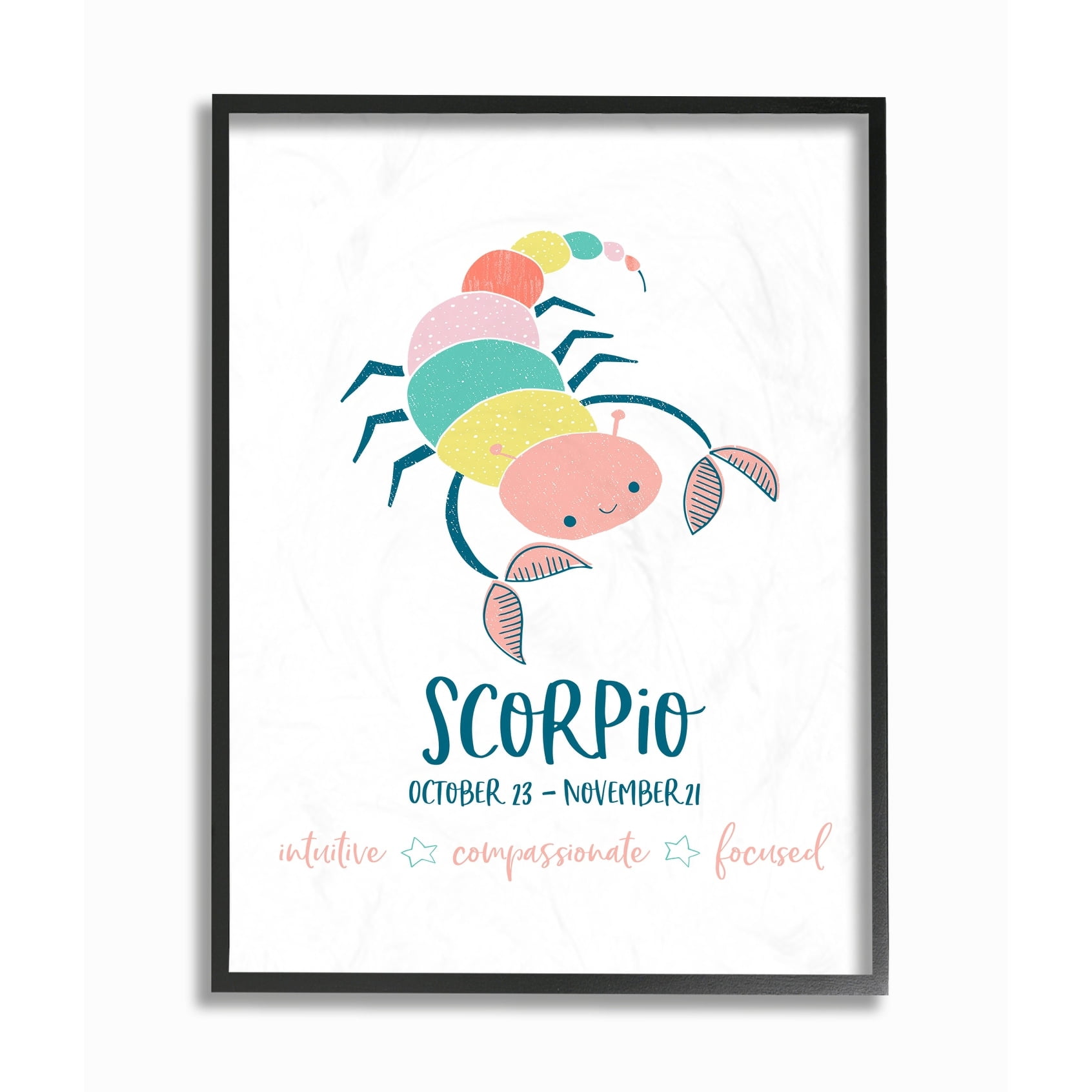 Stupell Fun Modern Zodiac Scorpio Scorpion, Framed Giclee, 11 x 1.5 x 14, A - Multi-color 11 x 14