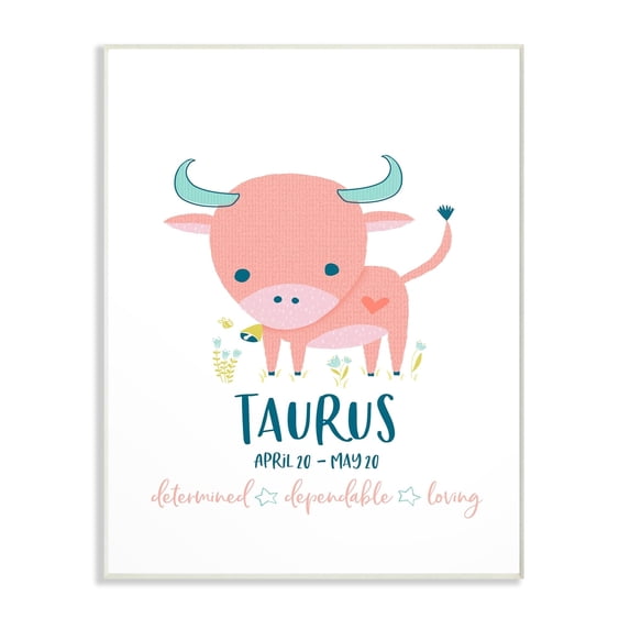 Stupell Fun Modern Zodiac Taurus Bull, Wall Plaque, 10 x 0.5 x 15, A 10 x 15