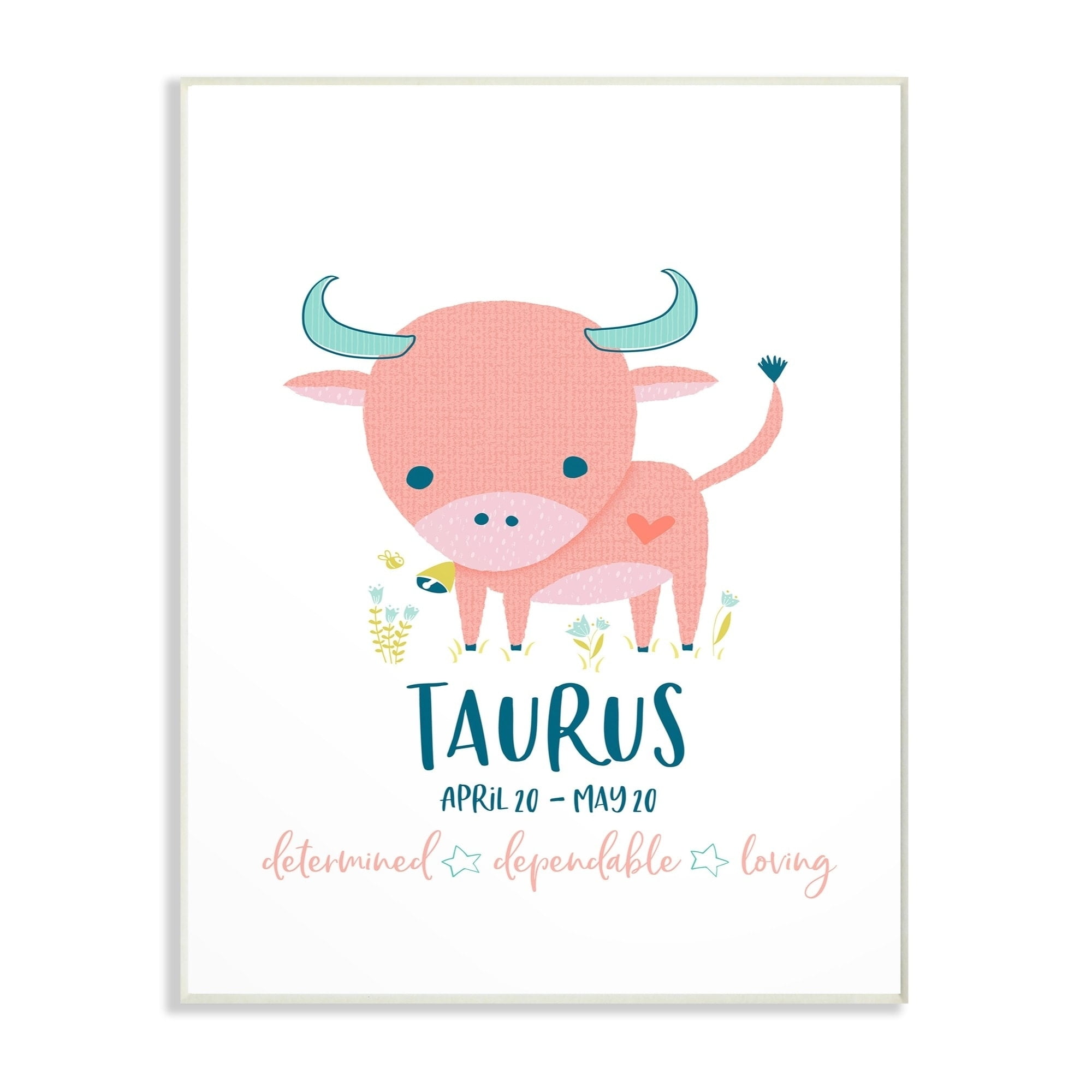 Stupell Fun Modern Zodiac Taurus Bull, Wall Plaque, 10 x 0.5 x 15, A 13 x 19