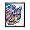 thumbnail image 1 of Stupell Fun Striped Rainbow Cat Portrait Animals & Insects Painting Black Floater Framed Art Print Wall Art, 1 of 6