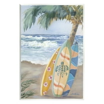 Stupell Fun Summer Surfboards Leaning Palm Tree Landscape Painting Wall Plaque Unframed Art Print Wall Art