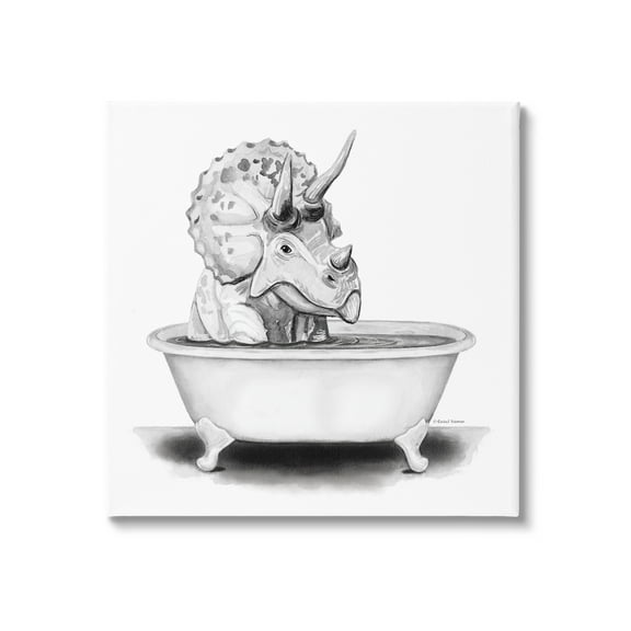 Stupell Funny Dinosaur Bathing Tub Animals & Insects Painting Gallery Wrapped Canvas Print Wall Art