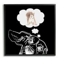 Stupell Funny Dog Dreaming Squirrel Pet Animals & Insects Painting Black Framed Art Print Wall Art